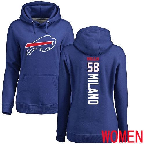 NFL Women Buffalo Bills #58 Matt Milano Royal Blue Backer Pullover Hoodie Sweatshirt